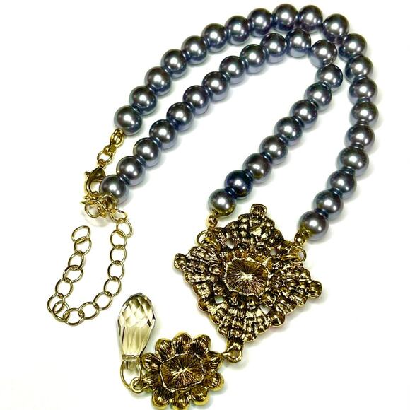 Necklace Blue Turquoise Pink Gold Drop Dangle Chunky Jewelry O18 - Picture 5 of 6